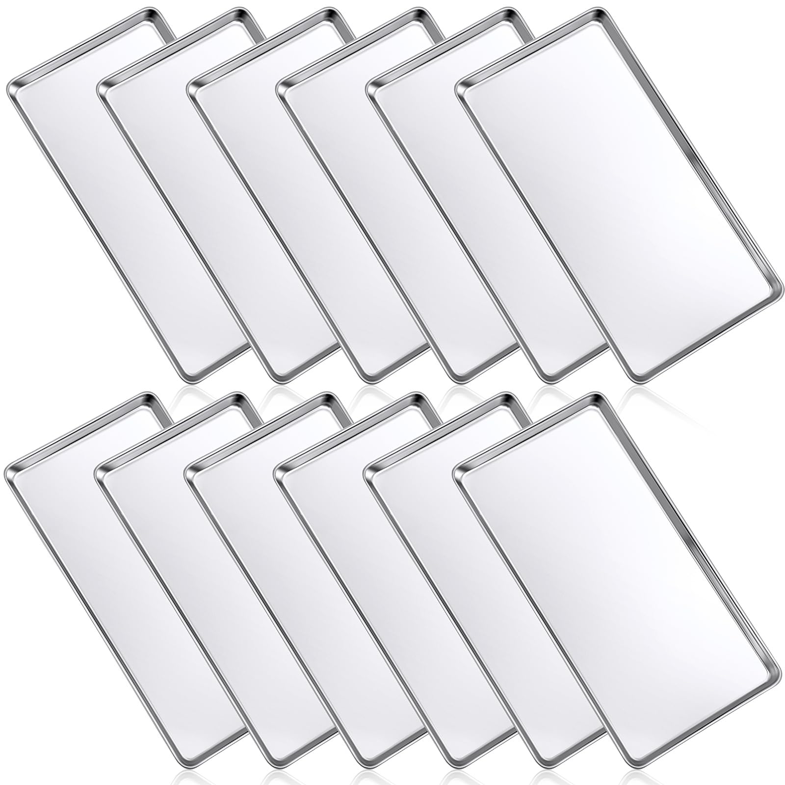 Photo 1 of Mimorou 12 Pcs Baking Sheet Stainless Steel Cookie Sheet Small Metal Pans Professional Rectangle Oven Trays Kitchen Baking Cooking Oven and Toaster, Dishwasher Safe(13.7 x 9.8 Inches)