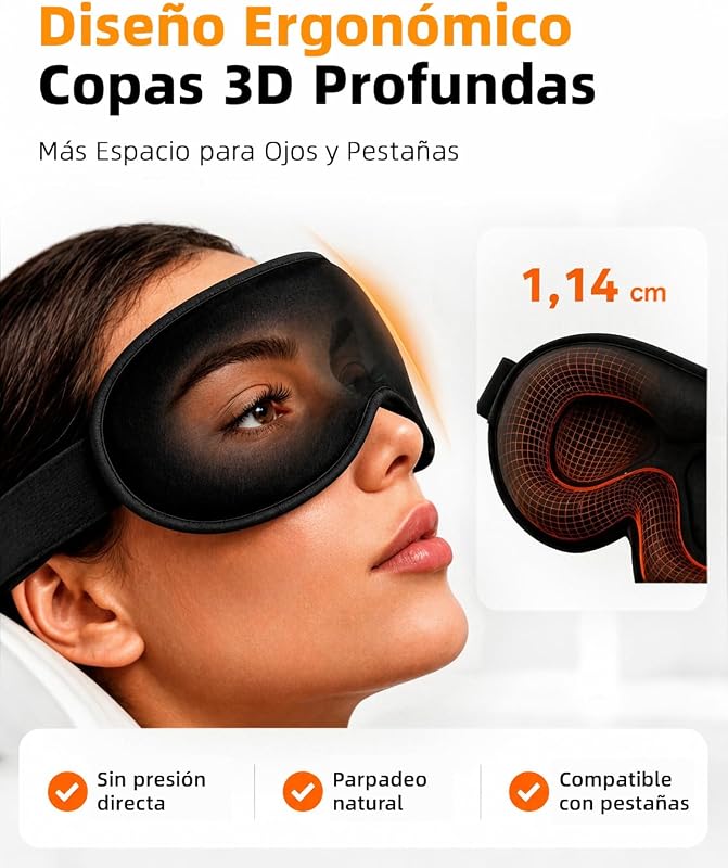 Máscara de sono ponderada em 3D, sem pressão nos olhos