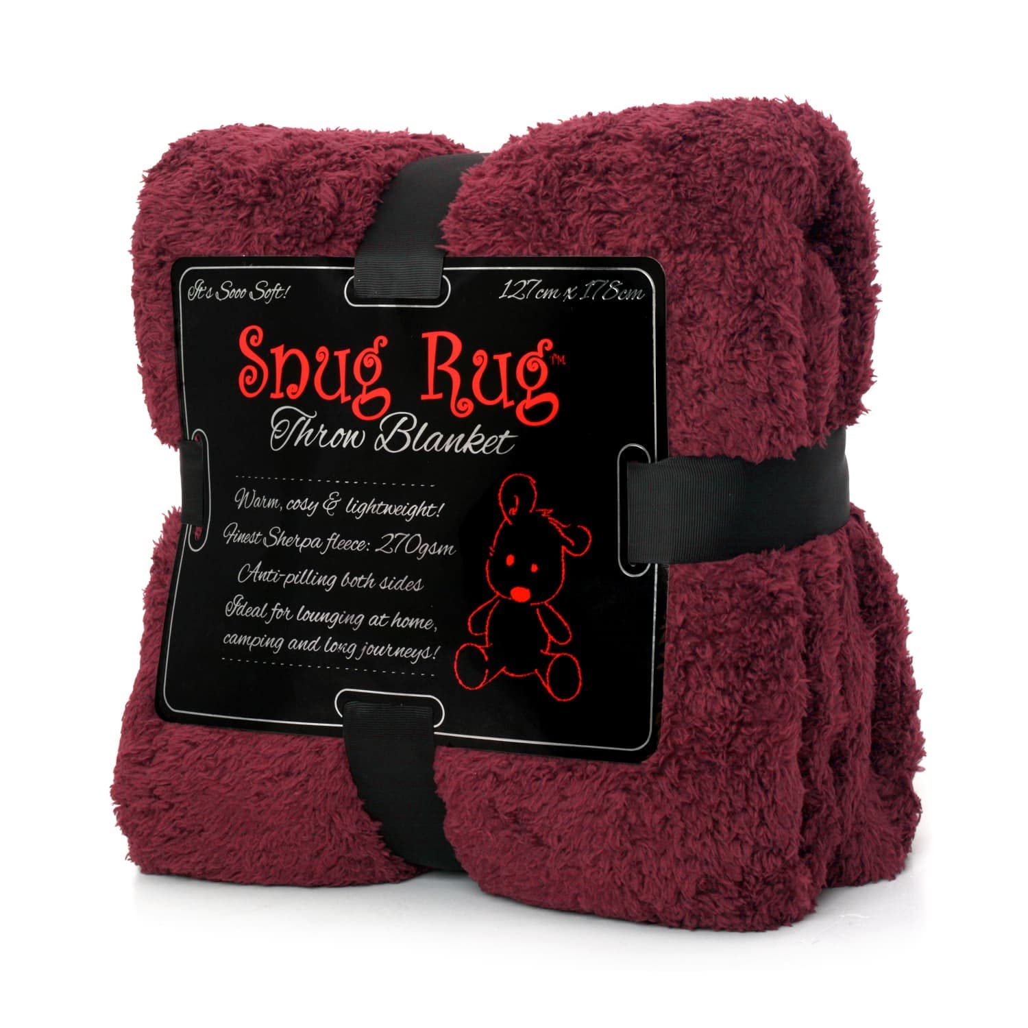 Snug Rug Special Edition Blankets Luxury Sherpa Fleece 127 x 178cm (50" x 70") Sofa Throw Blanket (Plum) — image 1