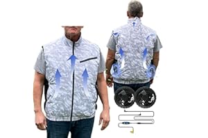 HNH HEALTH AND HAPPINESS Cooling Vest for Men and Women with Air Conditioning Fans，Water-resistant Surface Lightweight Quick Dry with UV Protection
