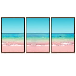 SIGNWIN 3 Piece Framed Canvas Wall Art Pink...