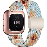 Chinber Stretchy Bands Compatible with Fitbit Versa 2 Bands/Fitbit Versa 2 Bands for Women/Fitbit Versa Bands, with Magnetic Buckle Soft Nylon Smartwatch Band for Fitbit Versa 2/Versa/Versa Lite/SE