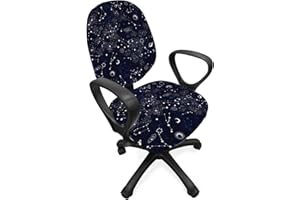Ambesonne Blue Sky Office Chair Slipcover, Repeating Stars Constellation Galaxy Theme Science Outer Space Print, Protective Stretch Decorative Fabric Cover, Standard Size, Night Blue