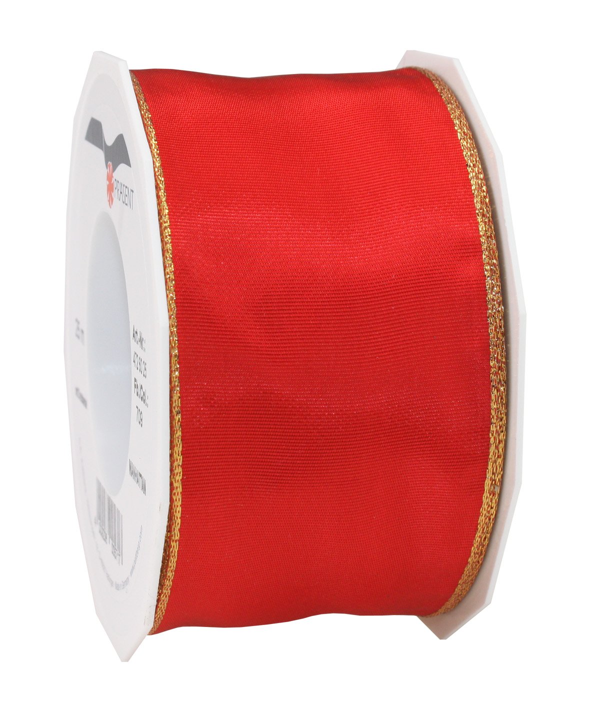 Präsent - Manhattan Wired Taffeta Ribbon Red-Gold 25-m-Roll 60 mm width
