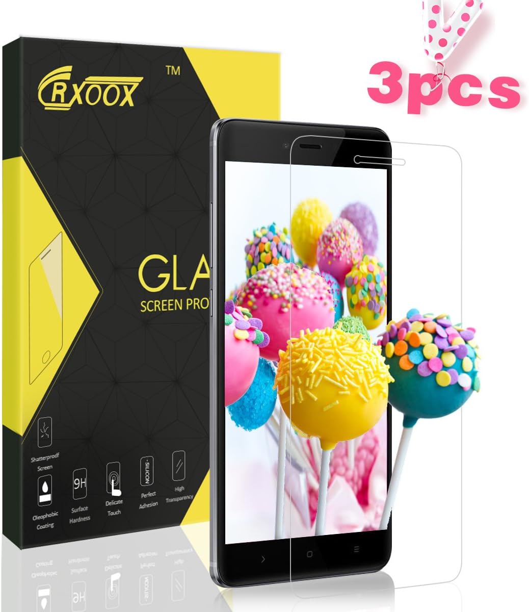 3 Pack Screen Protector for Xiaomi Redmi Note 4,Premium Tempered Glass, 9H Hardness, Shock Resistant, Scratches, High Definition, Sensitive and Soft Touch