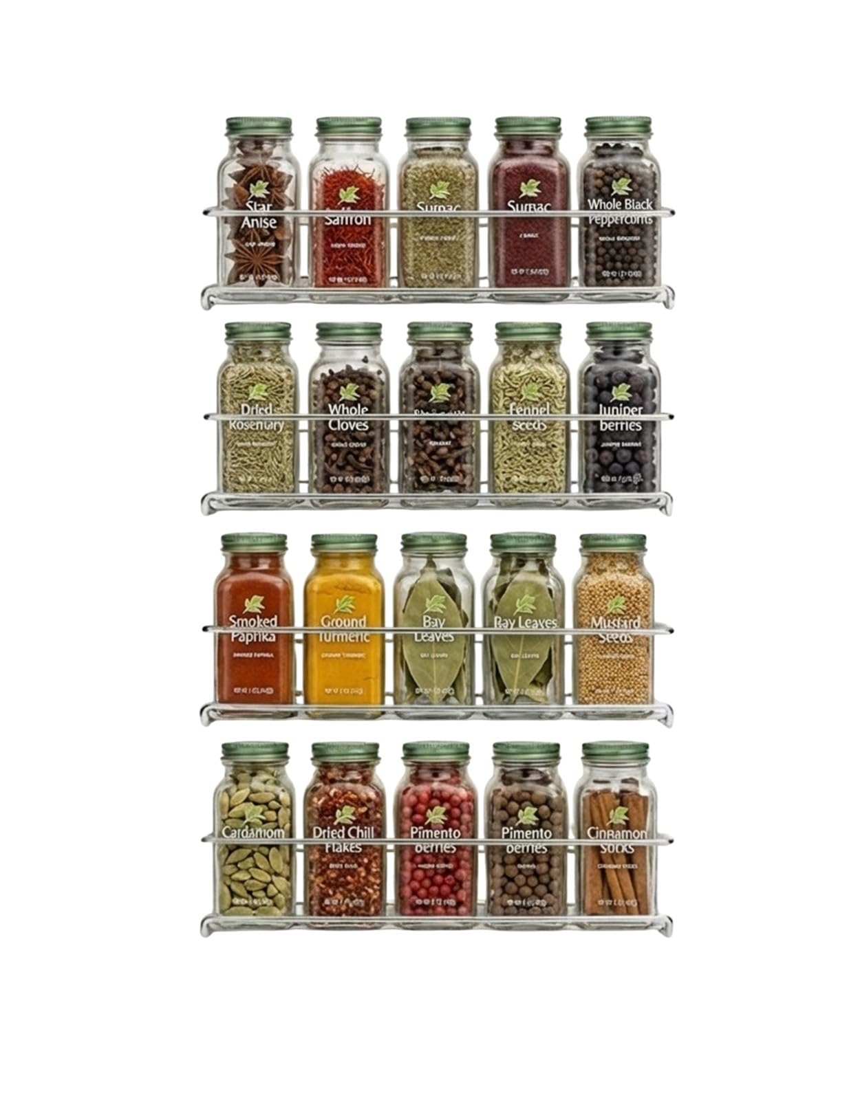 Provance Spice Racks Made of Metal, Silver, Set of 4, Can Also Be Used as Kitchen Shelf, Cupboard Insert, Organiser, Bathroom Shelf, Decoration for Household Spice Jars or Tins