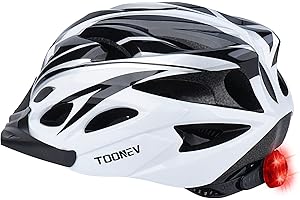 TOONEV Adult Bike Helmet with Safety LED Light,Lightweight Integrally Sport Mountain Bicycle Helmet Adjustable Size 54 to 62C