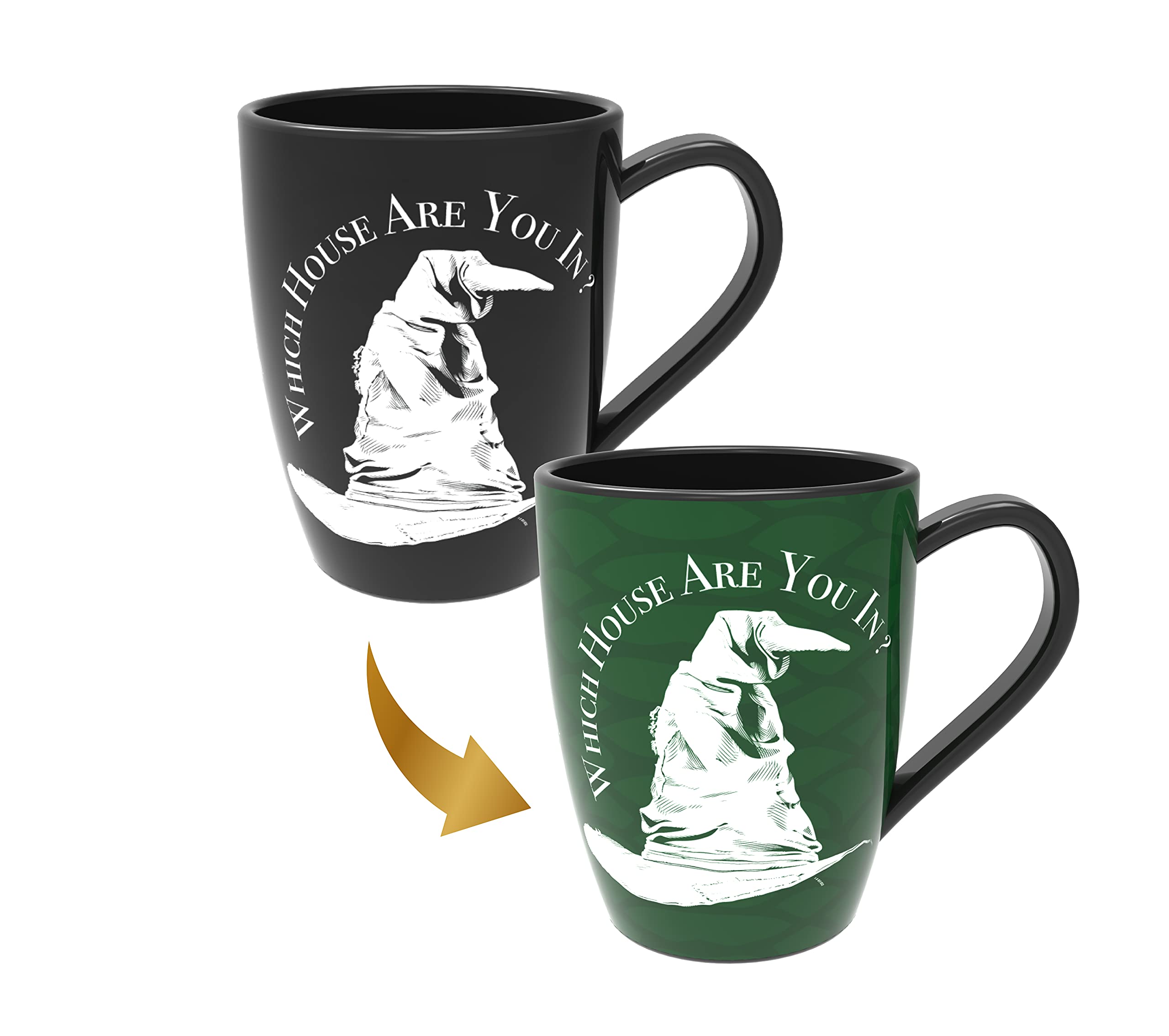 WOW! STUFF Harry Potter Sorting Hat Mug - Slytherin | Heat Reveals The Hidden Hogwarts House | Thermal Pattern Change, Black