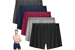 IGOLUMON Mens Underwear Boxer Shorts 5 Pack Bamboo Rayon Boxers for Men Classic Relaxed Fit Boxer Shorts with Button Fly