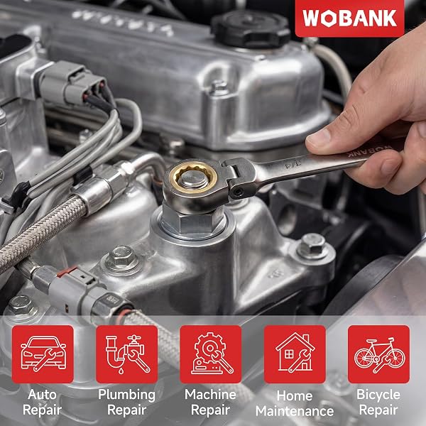 WOBANK 22-PIECE RATCHETING WRENCH SET, FLEX HEAD COMBINATION WRENCHES SET WITH ORGANIZER BOX, METRIC 8-19MM AND SAE 1/4″ TO 3/4″ SIZE, 12 POINTS 72-TEETH, NICKEL PLATING