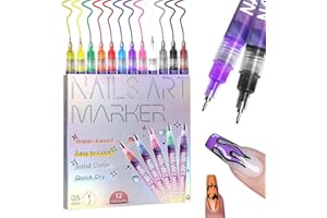 TUONU Nail Art Pens Set 12 Colors,Nail Art Markers Polish Pen 0.5mm for 3D Nail Art,Diy Nail Art Tools for Dotting Drawing Painting Point Liner Valentines Day Gifts for Home Salon
