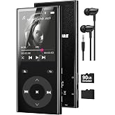 90GB MP3 Player with Bluetooth 5.3, Music Player with 2 TF Card Slots | 2.4" Color Screen, Touch Buttons, MP3 Player for Kids Built-in Speaker, HiFi Sound, Supports up to 256GB, Earphones Included