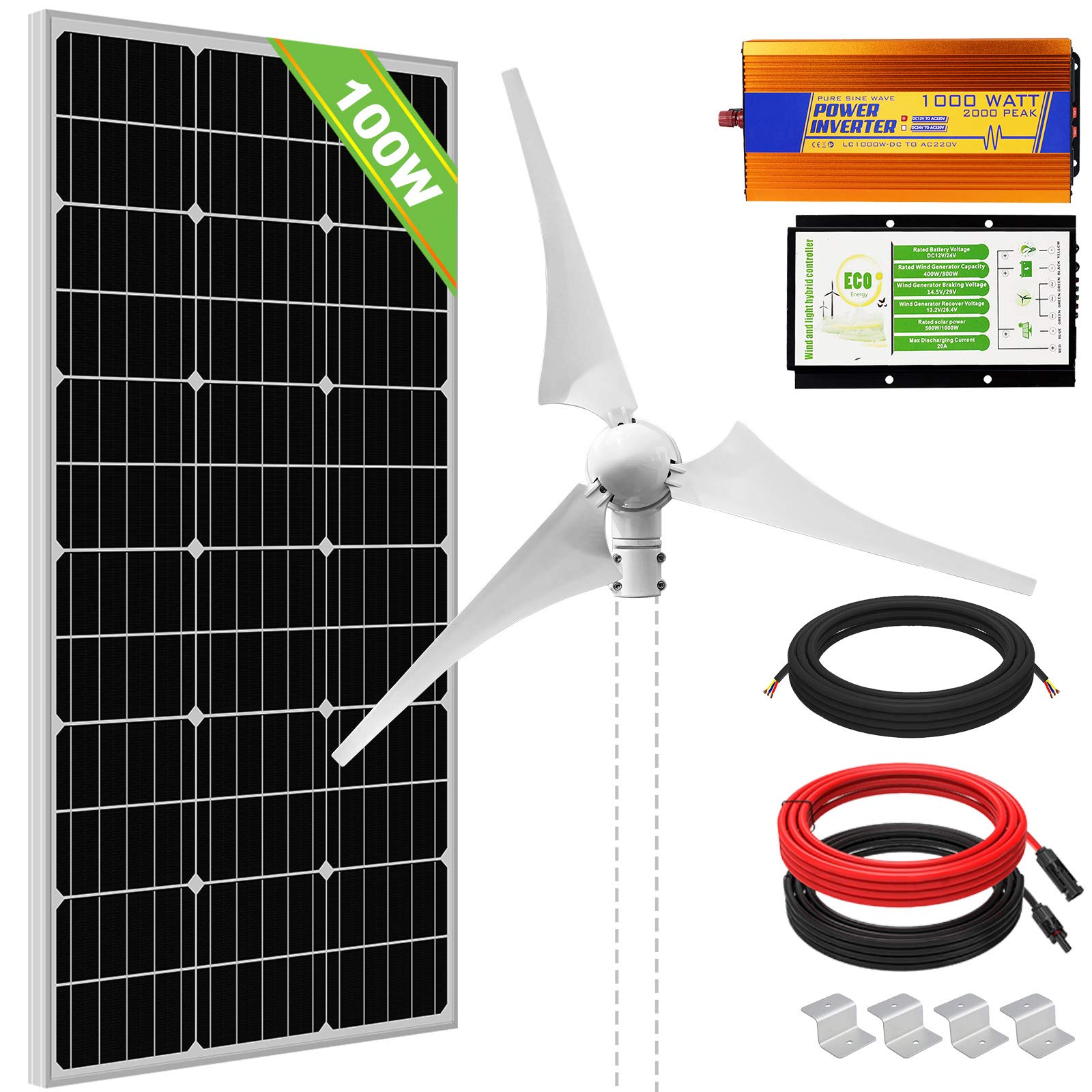 Buy ECOWORTHY 500W 12V Solar Wind Inverter Power Kit 400W Wind