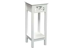 eHemco Plant Decorating Stand End Table Side Table with Storage Shelf, 11.8 by 11.8 by 29.5 Inches, White