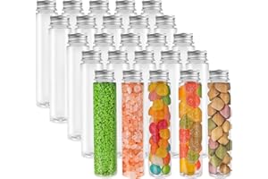 25 Pcs 115 ml Clear Plastic Test Tube Flat Test Tube with Screw Caps Flat Bottom Bath Salt Tubes Clear Containers Test Tubes 