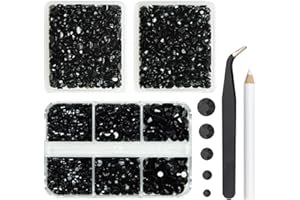 qiipii 3 Boxes Solid Black Resin Flatback Rhinestones for Crafting 2mm 3mm 4mm 5mm 6mm Pure Black Jelly Stones Gems Diamonds Charms for Nails Face Eyes Makeup Tumblers Bottles DIY Crafts Clothes Shoes