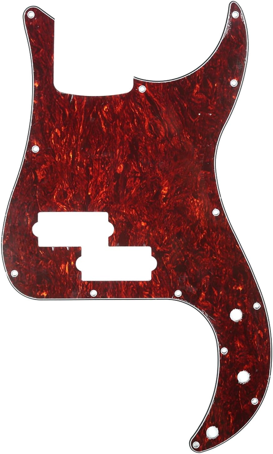 Musiclily 13 Hole P Bass Pickguard for Fender American/Mexican Standard Precision Bass,4Ply Red Tortoise