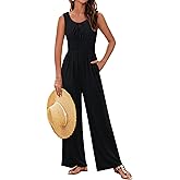 GRACE KARIN Jumpsuits for Women Bow Tie Front Overalls Smocked Tops Wide Legs Casual Knitted Outfits with Pockets