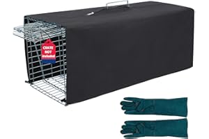 Deblue Feral Cat Trap Cage Cover, 32" Cage Trap Cover for Live Animals with Bite Proof Gloves, Large Trap Cage Cover for 1 Door Humane Trap Cage-(NO CAGE)