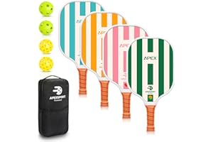 APEXSPORT Pickleball Paddles Set of 2/4, USAPA Approved Lightweight Fiberglass Pickleball Set with 4 Pickleballs, 1 Pickleball Sling Bag, Pickleball Gifts for Women Men Beginners & Professional