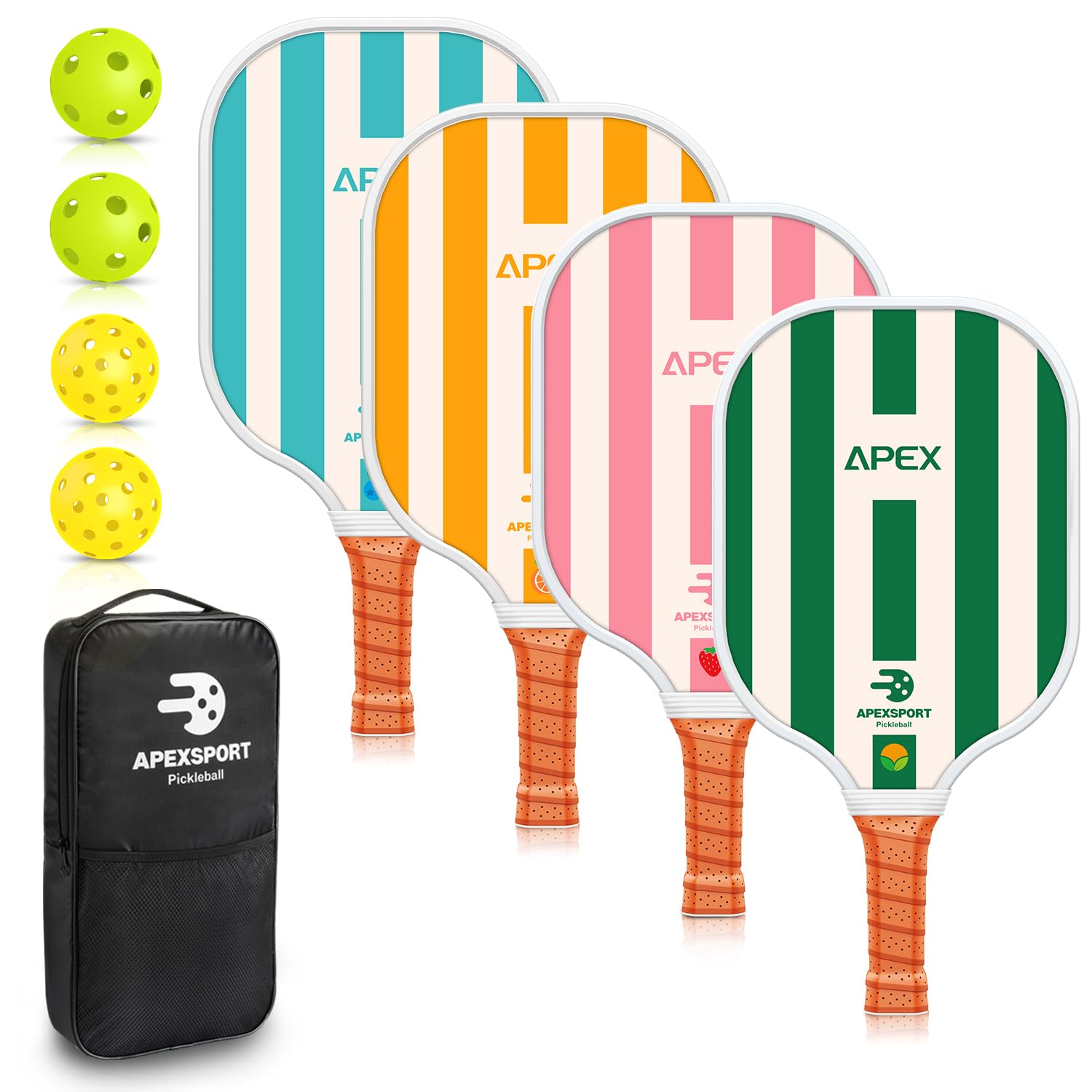 Photo 1 of Pickleball Paddles Set of 4, USAPA Approved Lightweight Fiberglass Pickleball Set with 4 Balls, 1 Sling Bag, for Women Men Beginners & Professional