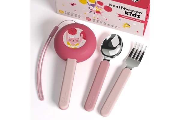 Bentoheaven Kids Travel Utensils with Case, Food-Grade Stainless Steel & BPA-Free Plastic, Travel Kid Cutlery Set, Dishwasher
