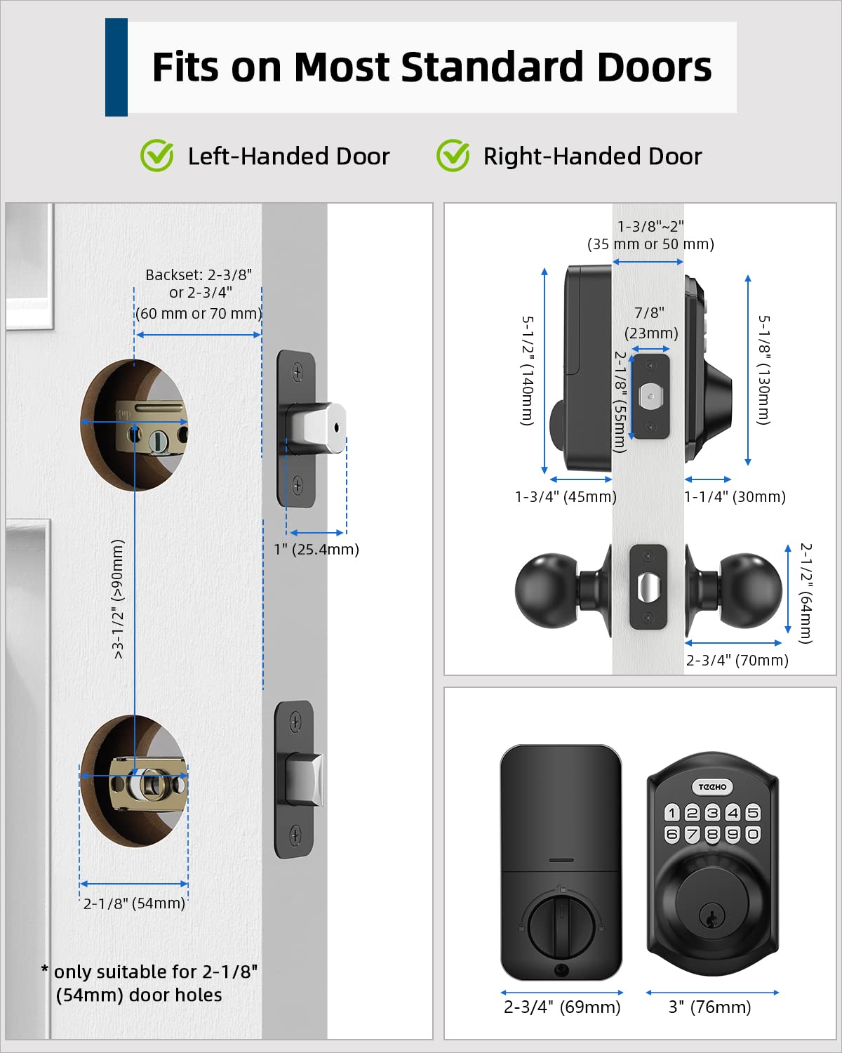 View of Mua TEEHO TE001K Keyless Entry Door Lock with Handle, Electronic Keypad ...