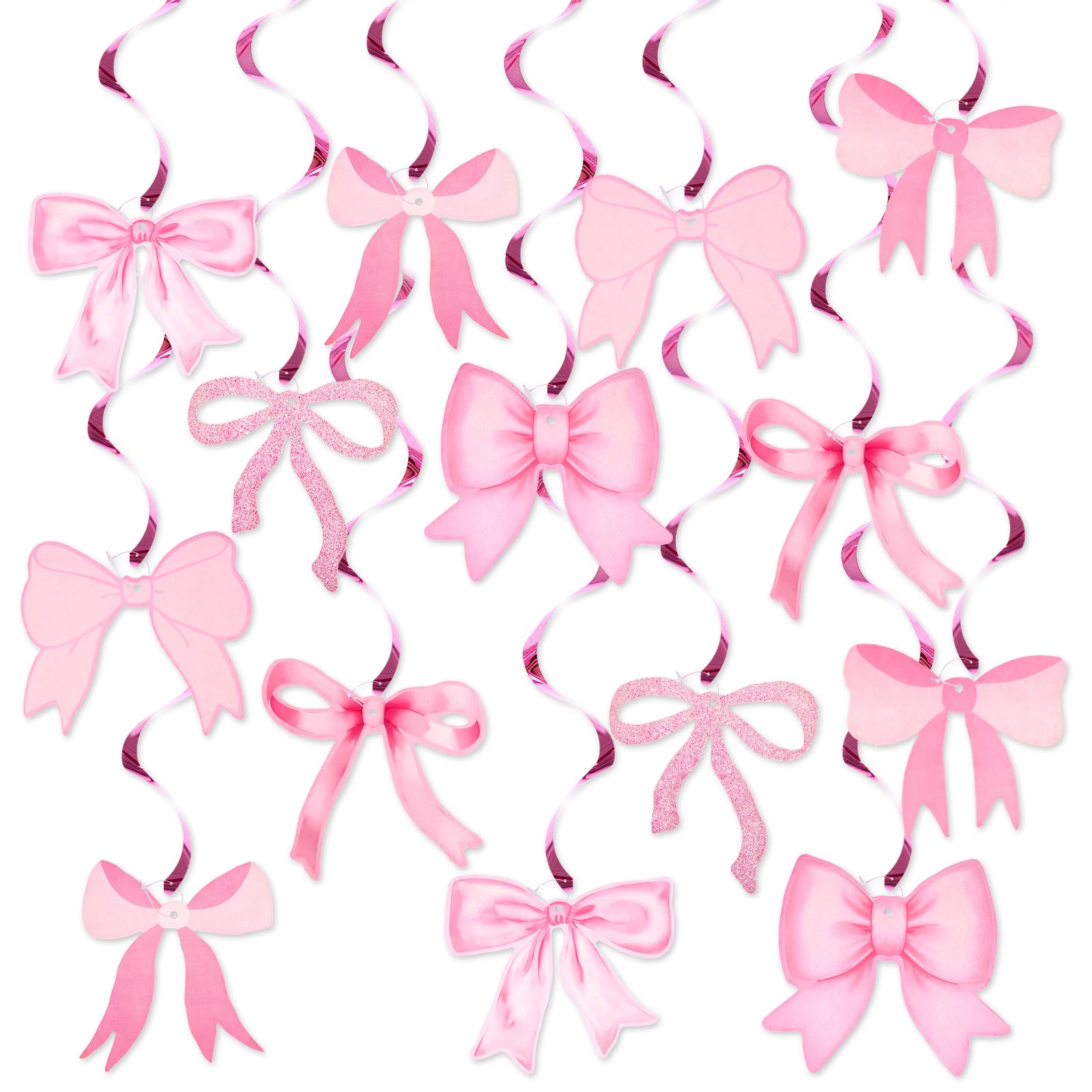 Photo 1 of jijAcraft Pink Bow Garland, 20Pcs Bow Birthday Banner, Girl Theme Party Garland Banner, Pink Swirls Decoration for Baby Shower, Bridal Shower, Bachelorette