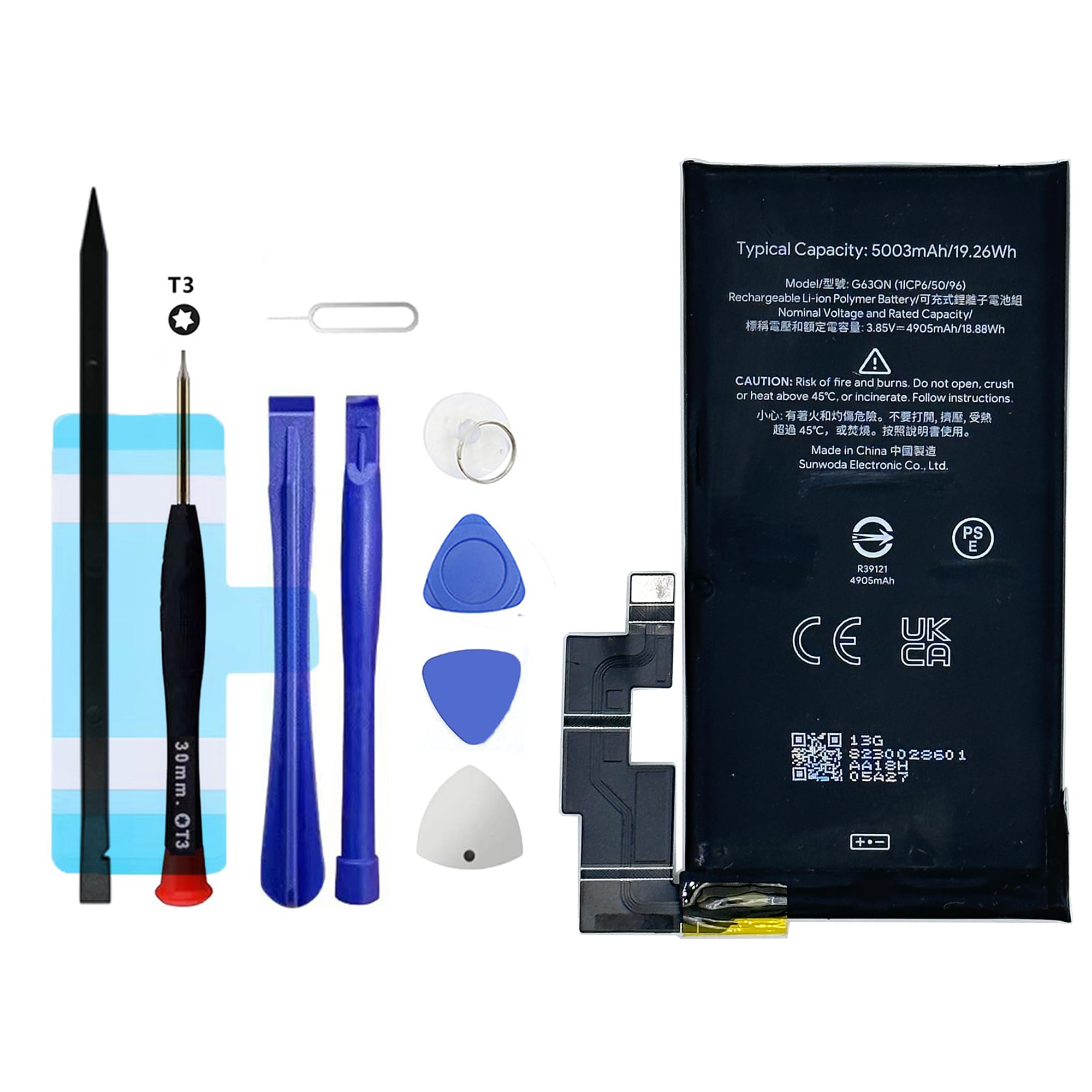 Photo 1 of Vvuilsty G63QN Replacement Battery for Pixel 6 Pro,Rechargeable 0 Cycle Battery Compatible with Google Pixel 6 Pro GLUOG G8VOU with Repair Tool Kits