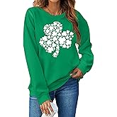 MEESHEEP St. Patrick's Day Sweatshirt for Women Clover Graphic T-Shirts Patty's Day Long Sleeve Tee Tops