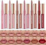 HQDA 12 Pcs Liquid Lipstick Lipliner Set Nude Matte Waterproof Long Lasting