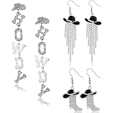 Quelay 3 Sets Cowgirl Earrings for Women Western Cowboy Hat Earring Silver Glitter Boot Drop Dangle Cowgirl Outfit Accessories for Women Country Concert Party Jewelry Gifts
