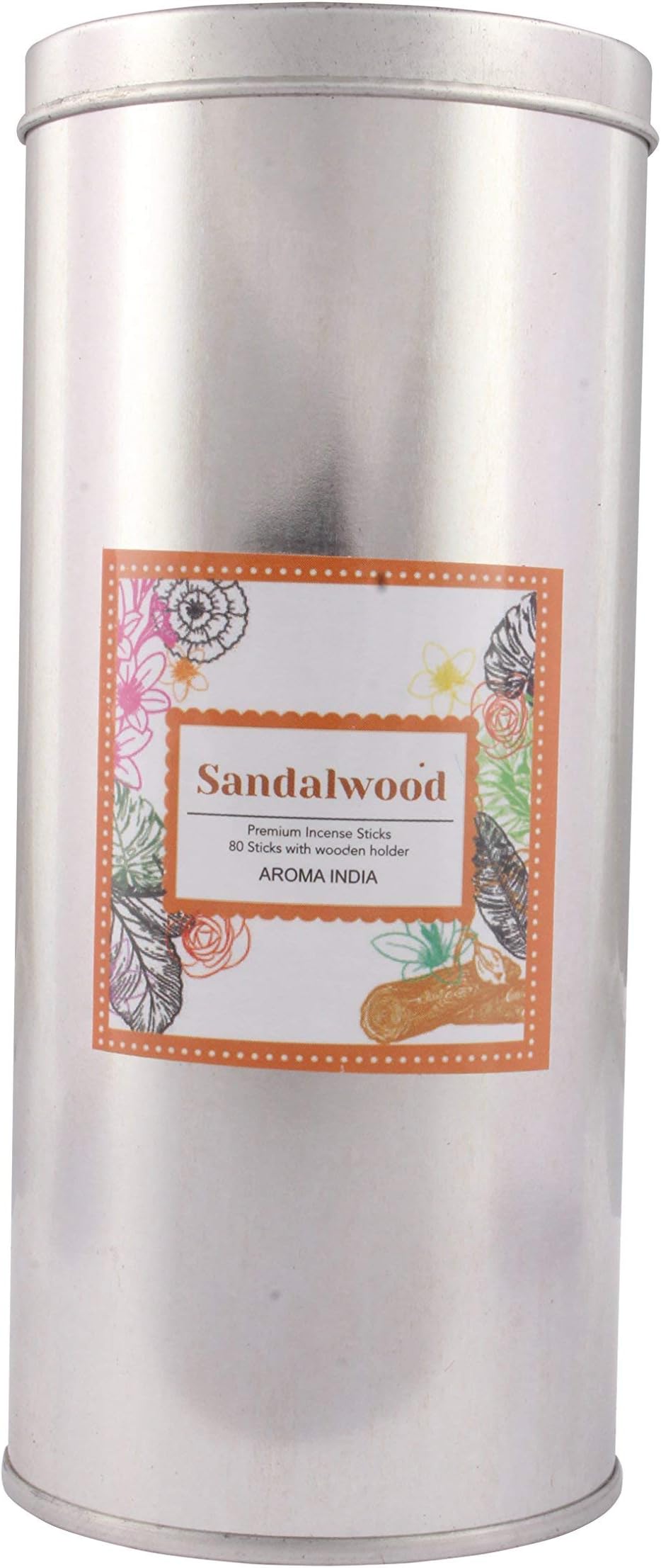 Aroma India Incense Sticks in Jumbo Round Tin (6.6 cm x 6.6 cm x 15.3 cm, Natural, J1002SW)
