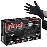 Atlantic Safety Products InTouch B311 Exam Gloves, Disposable, Latex-Free Nitrile Gloves, Black, Extra Large, 100-Ct