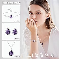 Linawe Amethyst Crystal Silver Chain Necklace for
