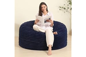 BestRoyal 4FT Memory Foam Bean Bag Chair for Adults/Teens, Bean Bag Sofa with Fluffy Removable Cover, for Living Room Bedroom, Blue