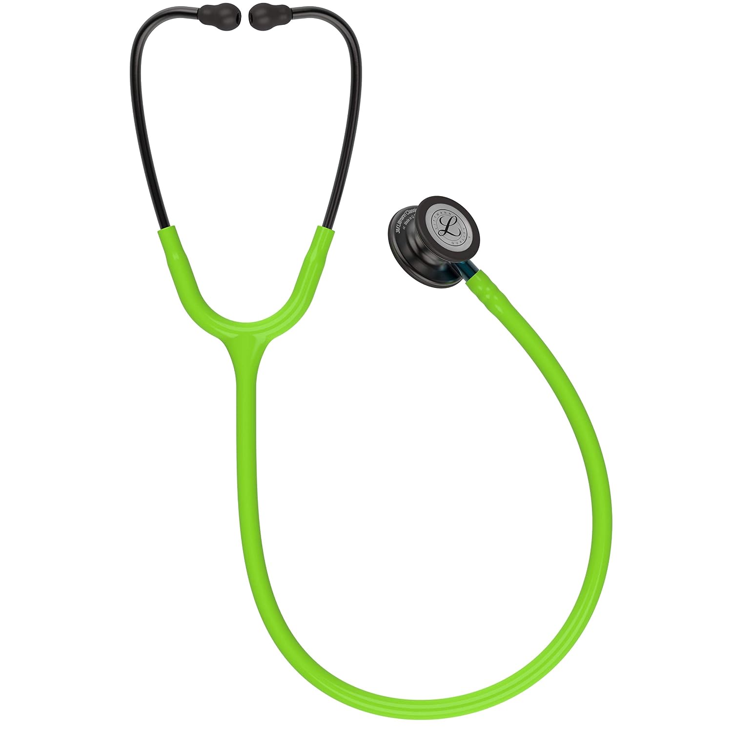 3M Littmann Classic III Monitoring Stethoscope, Smoke Chestpiece, Lime Green Tube, Blue Stem and Smoke Headset, 27 inch, 5875 - Image 3