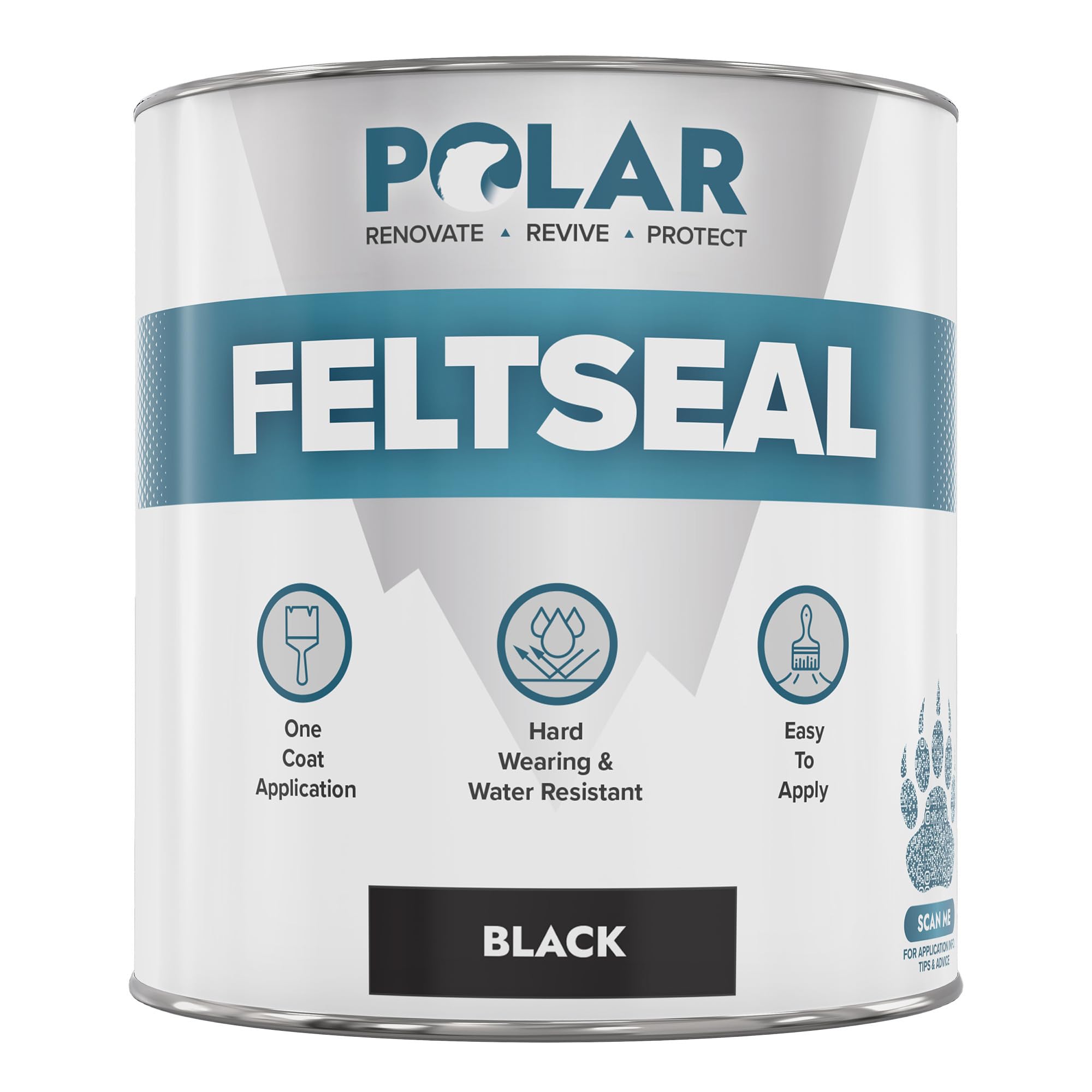 Polar Felt Seal - 1L, Black - Waterproof Felt Sealant for Shed Roofs & Garage Roofs - One-Coat Repair - Prevent and Stop Leaks & Cracks - No Primer Needed — image 1