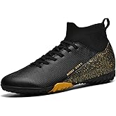 NISOCY Men’s Soccer Shoes Football Cleats High-Top Outdoor/Indoor Athletic Sneaker Lightweight TF AG Training Football Boots