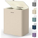 Kitsure Laundry Basket 95L – Large Laundry Hamper with Lid, 2-Compartment Divided Clothes Sorter with Removable Hamper Bags, Beige Organizer for Laundry Room, Bathroom & Bedroom, 22.2" x 16" x 27.4"