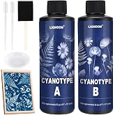 Cyanotype Chemical Kit, Sensitizer Set for Sun Printing, Cyanotype Solution | 200ml Cyanotype Sensitizer Dye Powder on Paper Fabric Wood Leather, for Photographic Blueprints Art Prints