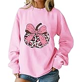 BEETSDAO Women's Bowknot Long Sleeve Sweatshirt Leopard Pumpkin Pattern Sweatshirt Loose Crew Neck Casual Pullover Top