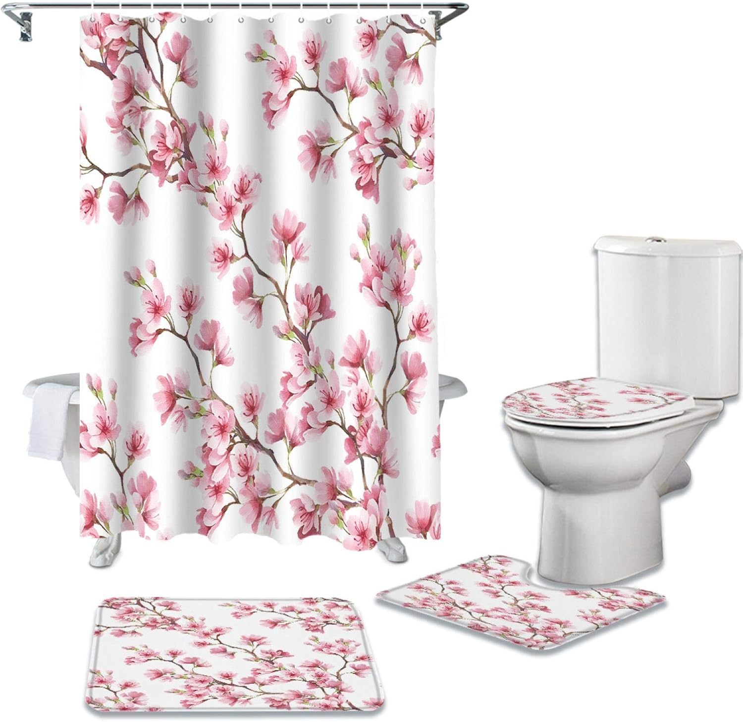 Zhebei - Juego de cortinas de ducha impermeables para baño, color rojo