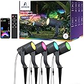 APPECK Smart Outdoor Spot Lights 24W, RGBCW Color Changing Landscape Lights 4 Pack, IP65 Waterproof Low Voltage Landscape Lighting, App/Voice/Remote Control, for Garden Yard Pathway Holiday Decor