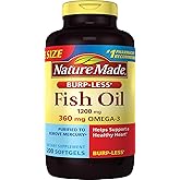 Burp-Less Fish Oil 1200 mg, 200 Softgels, Fish Oil Omega 3 Supplement For Heart Health