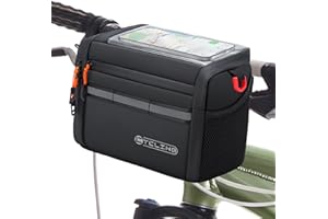 CABALAY Insulated Bike Handlebar Bag, 4L Capacity Storage Pouch with 7.5" Bike Phone Bag Holder Sensitive Touch Screen Tube Bicycle Bag with Shoulder Strap for Outdoor Trip