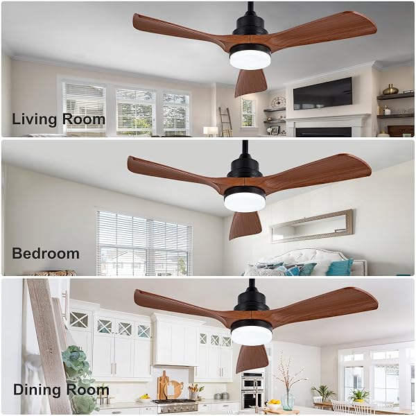 OMYU 42 INCH CEILING FANS WITH LIGHTS AND REMOTE, ABS BLADES, DIMMABLE AND QUIET REVERSIBLE DC MOTOR, BROWN MODERN CEILING FAN WITH LIGHT FOR OUTDOOR INDOOR BEDROOM LIVING ROOM(NOT SOLID WOOD)