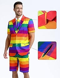Fashonal Mens Pride Outfits Rainbow Suit for Porm
