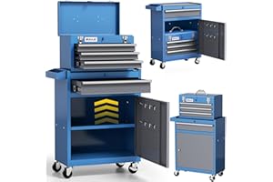 AIRAJ Tool Box Tool Chest,Rolling Tool Box with Wheels & 4 Drawers, Tool Chest Storage Organizer with Portable Toolbox,2-in-1 Tool Cabinet Combo by Self-Locking System, for Garage,Warehouse