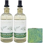 Bath & Body Works Aromatherapy Eucalyptus + Spearmint Stress Relief - 2 Pack of Essential Oil Mist with a Fresh Forest Bar Soap - Full Size